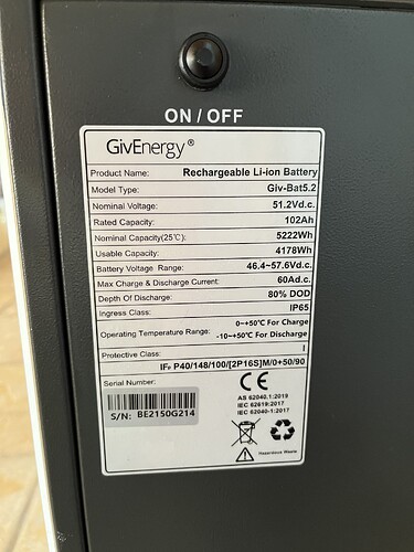 Battery 1 label